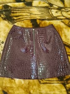 cherry red Faux Croc Mini Skirt