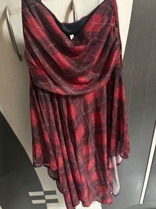 Chic Red Plaid Asymmetrical skirt