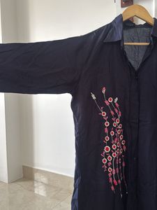 Navy Blue Embroidered Kurta