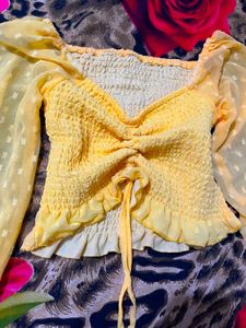 Chic Yellow Puff Sleeve Top
