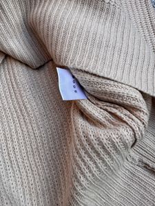 Oversized Beige Quarter Zip Sweater