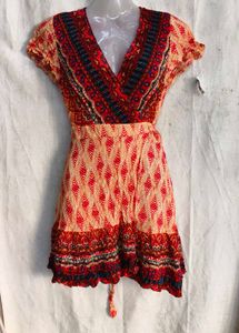 4329. Bohemian Print Wrap Dress