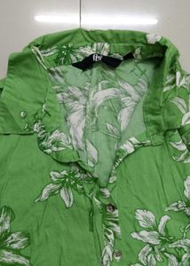 Olive Green Flared Dress With Belt