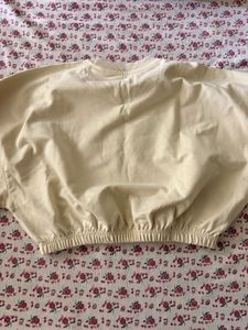 Cream Cropped Sweatshirt