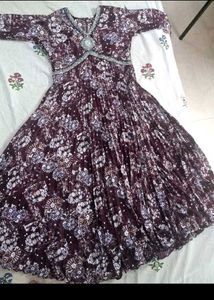 Beautiful Floral Print Anarkali Gown