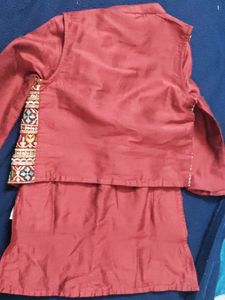 Embroidered Kurta Set with jacket and chudidar