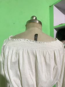 Off-Shoulder Smocked Crop Top