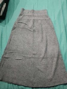 Gray woolen Midi Skirt