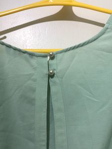 Mint Green Puff Sleeve Square Neck Top