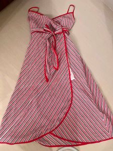 Striped Wrap Dress with Tie Waist