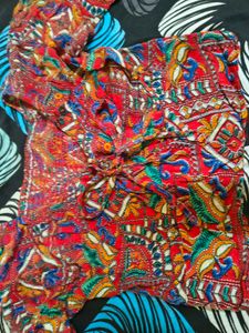 Bohemian Print Tie-Front traditional chic Blouse