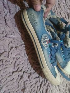 Denim Lace-Up Sneakers