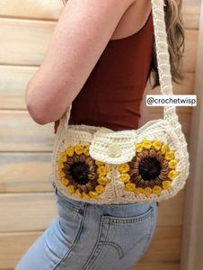 Crocheted Sunflower Shoulder Bag