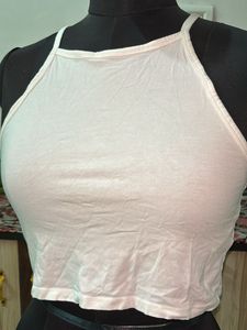 White Halter Crop Top