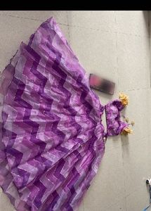 Purple Chevron Tiered Lehenga Choli Set without du