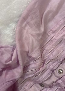 Lavender Button-Up Tunic Top