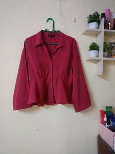Chic Red Peplum Top