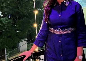 Royal Blue Embellished Kurta Set