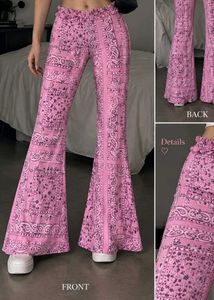 Pink Bandana Print Flare Pants
