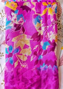 Vibrant Floral Print Silk Saree