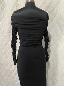 Chic Black Off-Shoulder Ruched Dress