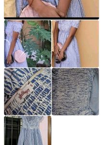 Smocked Off-Shoulder Striped Dress