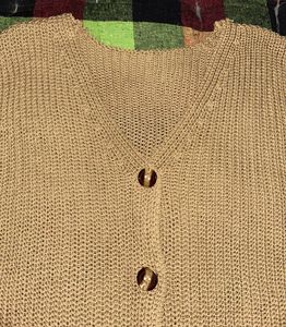 Tan Knit Button-Up Vest
