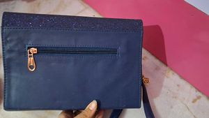 Stylish Navy Glitter Clutch Bag