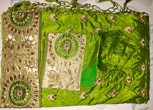 Embroidered Silk Saree with Blouse Piece