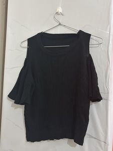 Black Cold Shoulder Top