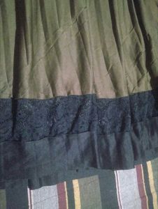 Olive Green Pleated Ethnic Skirt