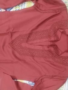 Embroidered Red Kurta