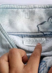 Adidas denim blue &amp; whitetrack jacket