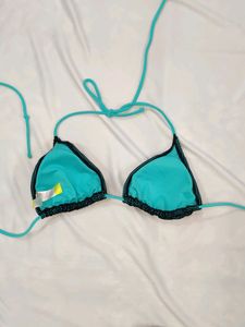 No Boundaries Black And Teal Fishnet Bikini Set
