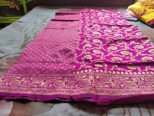 Stunning Pink Banarasi Silk Saree