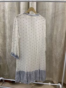 White Polka Dot Kurta with Blue Print