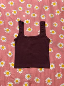Burgundy Square Neck Tank Top