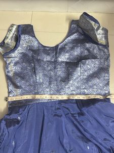 Elegant Blue Silk Ethnic Gown