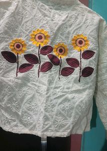 Chic Embroidered Eyelet Jacket