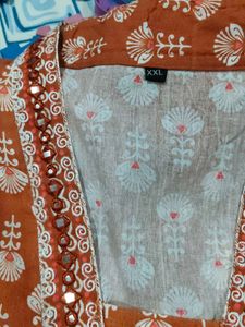 Elegant Orange Printed Kurta set new without tag