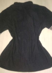 Black Embroidered Short Sleeve Top