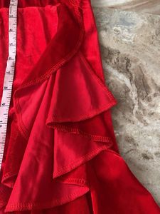 Red Velvet Ruffled Ethnic Skirt