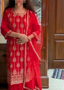 Sangria Red Floral Embroidered Sharara Set💗