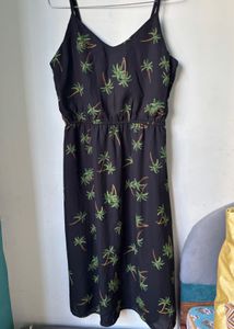 Black Palm Tree Print Dress