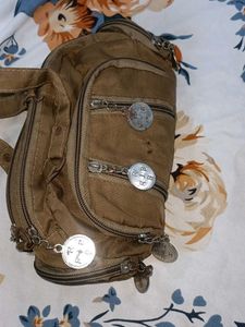 Chic Brown Shoulder Bag with Charms
