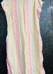 Striped Floral Print Kurta
