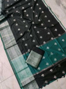 Elegant Black Soft Silk Allover Boota Saree