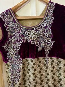 handwork bridal Kurta with Velvet Detail