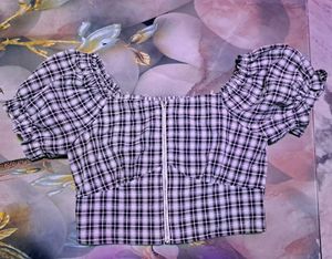 Plaid Off-Shoulder Crop Top