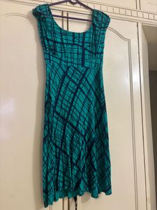 Chic Teal Abstract Midi Dress